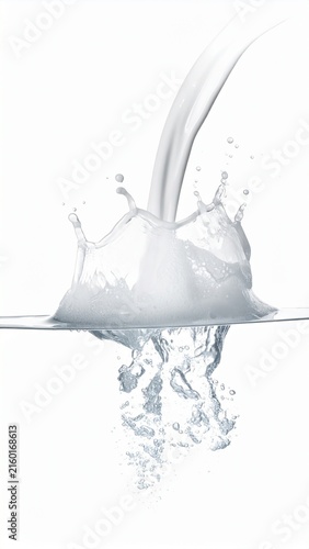 Splashing Water Captured in Mid-Air Against a Clean White Background for Refreshing and Pure Conceptual Imagery