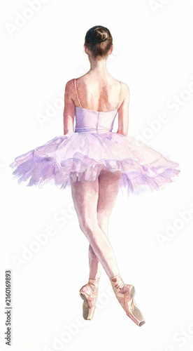 Elegant ballerina prepares for a performance while showcasing her delicate tutu in soft lavender hues