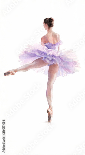 Dancer in a soft lavender tutu gracefully pirouetting in a stunning ballet pose
