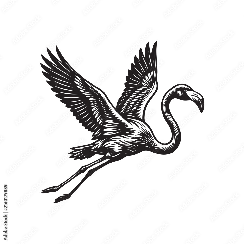 Naklejka premium Flying flamingo bird silhouette