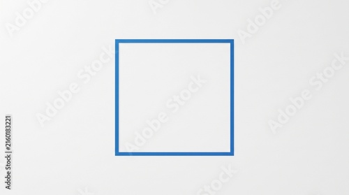 Minimalist blue square frame on white background for design use