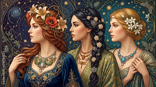 Three stylish women captured in a beautiful vintage portrait