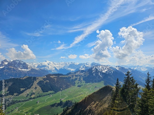 Canvas Print mountains and clouds at stans, swiss
