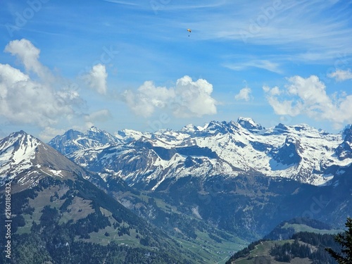 Canvas Print snow covered mountains at stans, swiss
