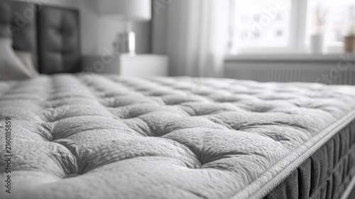 Close-up textured weave of a supportive breathable mattress surface in a bedroom setting