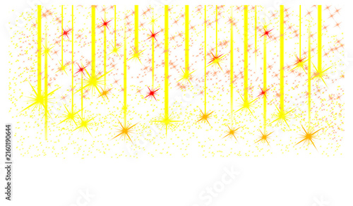 Golden Hanging Sparkles and Glitter Light Effects on Transparent Background.