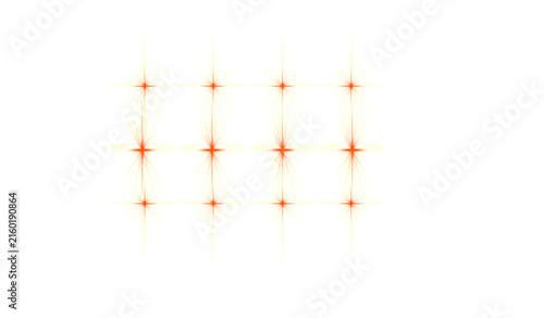 Orange Glowing Light Grid Effects with Lens Flares on Transparent Background.