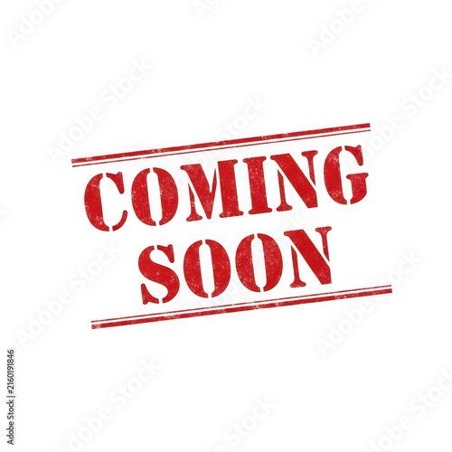Coming soon text sign with red banner