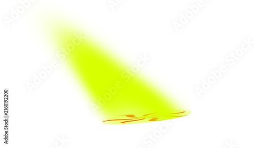 Neon Green Spotlight Beam with Glowing Stage Light Effect, Transparent Background.