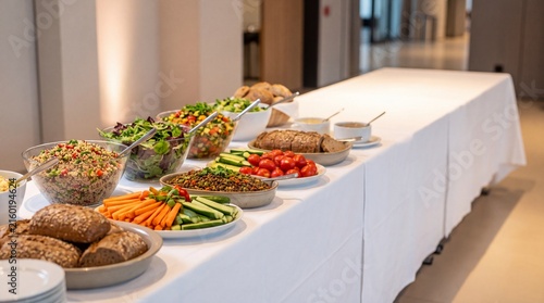 Sustainable corporate buffet with fresh food