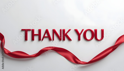 Festive Red Thank You Card with Ribbon Border