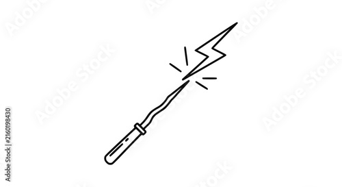 Картината върху платно Magic Wand with Lightning Bolt Icon, Isolated on Transparent Background