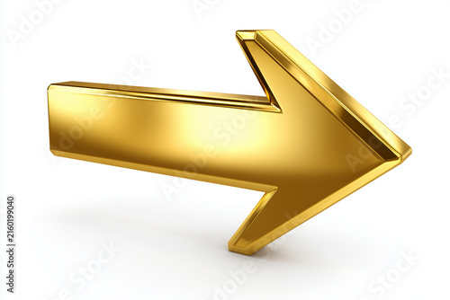 Gold golden arrow icon isolated on white background perfect for cut out design 