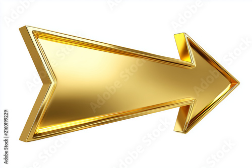 Gold golden arrow icon isolated on white background perfect for cut out design 