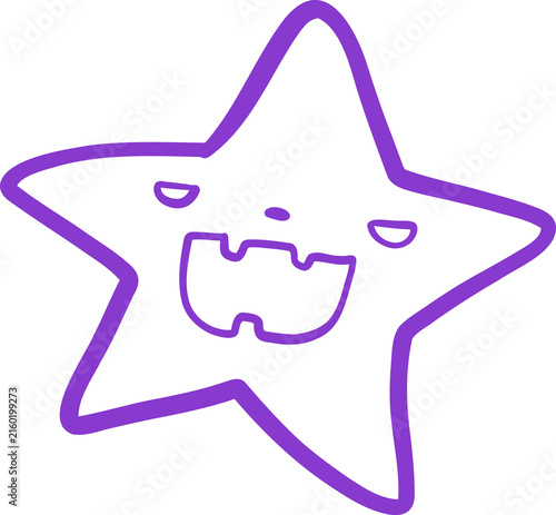 Cute Spooky Yellow Star Character Cartoon Halloween Line art Hand Drawn Doodle
