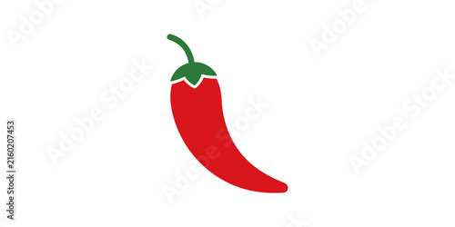 Fotografie Red chili pepper flat icon for spicy food and restaurant menu decor