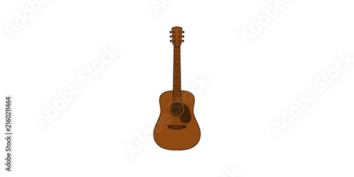 Photography Brown acoustic guitar flat icon isolated on transparent background design