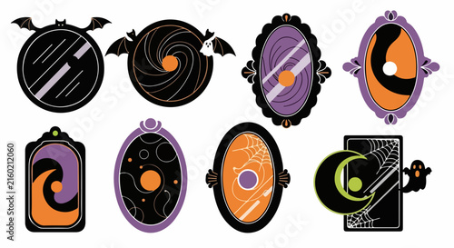 Set of decorative halloween mirrors and frames