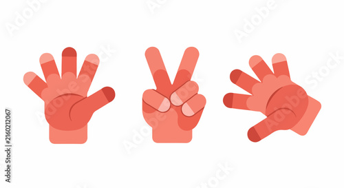 Set of human hand gestures showing numbers