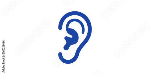 Hearing aid device flat icon blue design for medical diagnostic center.