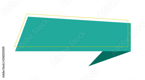 Teal Layered Ribbon Banner Icon with Folded Tail and Modern Geometric Promotional Label Design