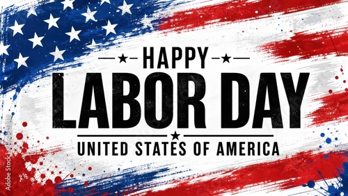 Happy labor day greeting card with american flag design