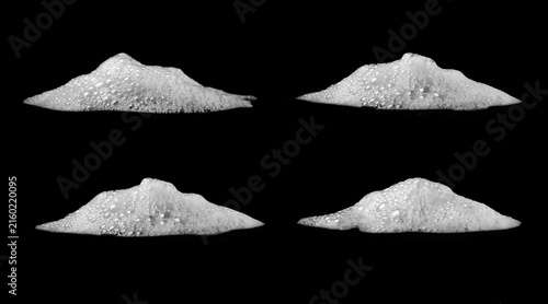 Photography White soap foam bubbles isolated on black background