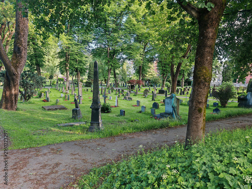 Canvas Print Our Saviour's Cemetery a historic and widely known cemetery located in Oslo, Nor