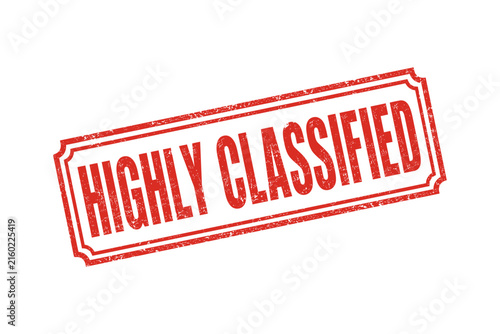 Highly Classified Angled Red Rubber Stamp Seal Vector Illustration Isolated on Transparent Background