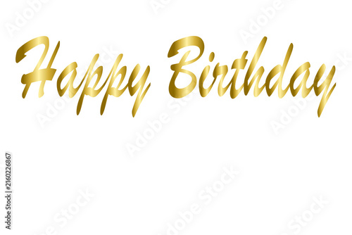 Gold Brush Happy Birthday Text Typography, isolated on transparent background