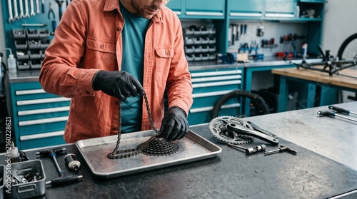 Technician restores bicycle parts for repairable design