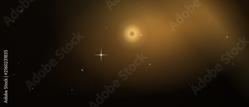 Foto A cosmic golden glow illuminates a vast and beautiful expanse filled with countl