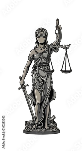 Cuadro en lienzo Statue of Lady Justice holding scales and sword.