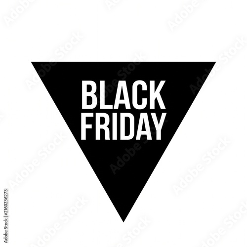 Black Friday Sale Event Triangle Graphic With Bold White Text On Black Background