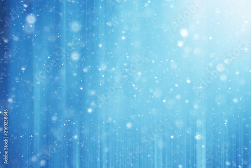 blue snow lines background / abstract background christmas blue snowflakes blurred background, snow flakes