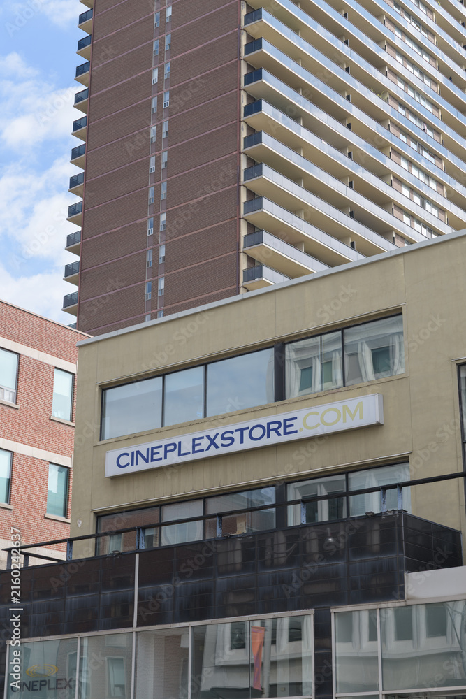 Fototapeta premium signs outside Cineplex Entertainment corporate office located at 1303 Yonge St, Toronto