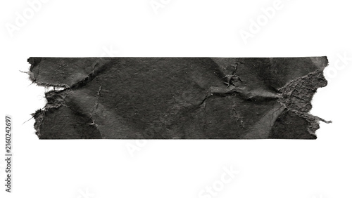 Canvas Print black crumpled paper with torn edges isolated for design element and abstract ba