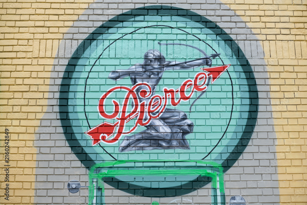 Fototapeta premium mural on the north side of the Pierce-Arrow showroom, designed by Sparling, Martin & Forbes, 1930, located at 1140 Yonge St, Toronto