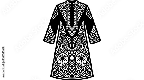 Foto Intricate patterned traditional caftan robe illustration.
