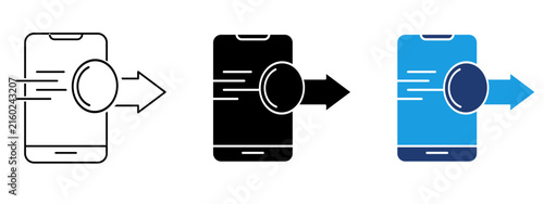 Принти на полотні Fast mobile payment transfer icon set with smartphone, coin, and send arrow