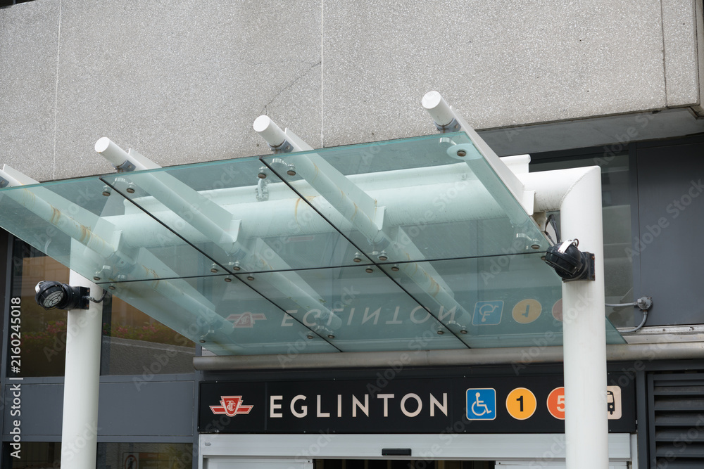 Fototapeta premium entrance to Eglinton subway station Line 1 at Yonge St, Toronto