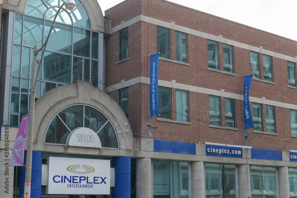 Fototapeta premium facade and signage outside Cineplex Entertainment corporate office, located at 1303 Yonge St, Toronto