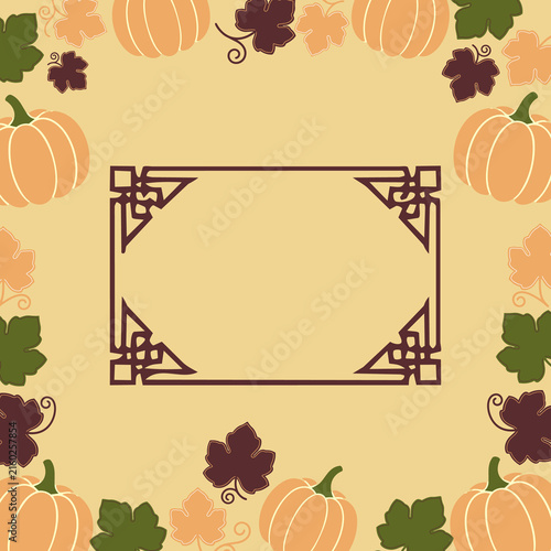 Vintage autumn pumpkin frame background vector