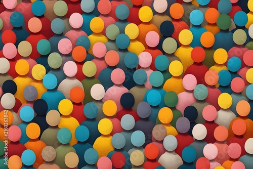 Abstract crowd of colorful dots symbolizing diversity