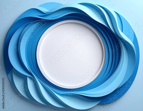 abstract paper art background with blue waves