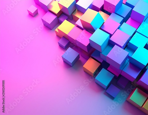 colorful cubes on a pink background