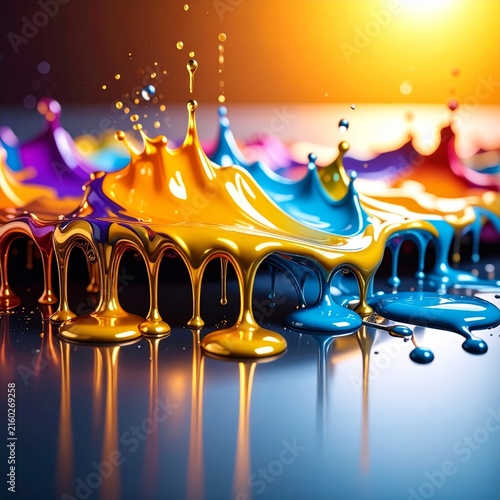 colorful paint splashs on a black surface