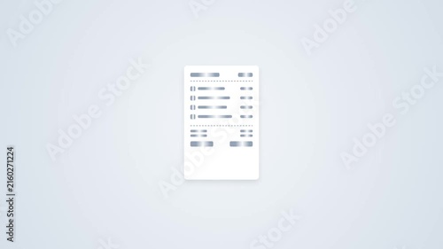 Minimalist Paper Payment Receipt Transaction Itemized List Animated Vector Graphic