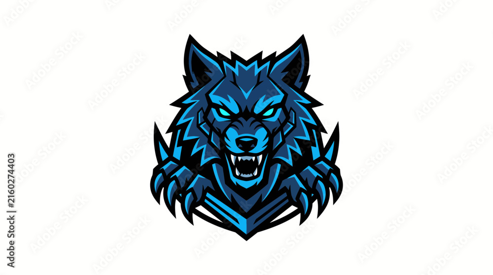 Fototapeta premium Blue Wolf Esports Mascot Logo Vector Graphic Concept Design