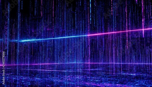Abstract Digital Data Rain with Blue and Pink Neon Light